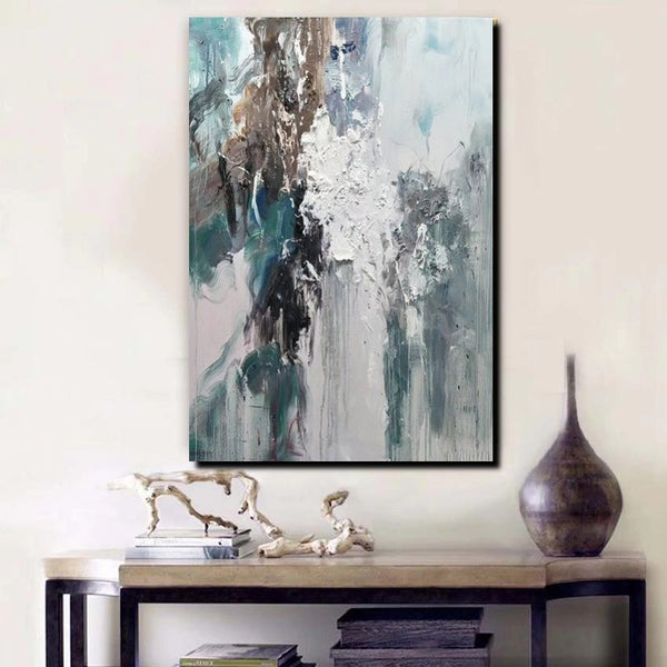 Living Room Abstract Paintings, Large Acrylic Canvas Paintings, Large Wall Art Ideas, Impasto Painting, Blue Modern Abstract Painting-Art Painting Canvas