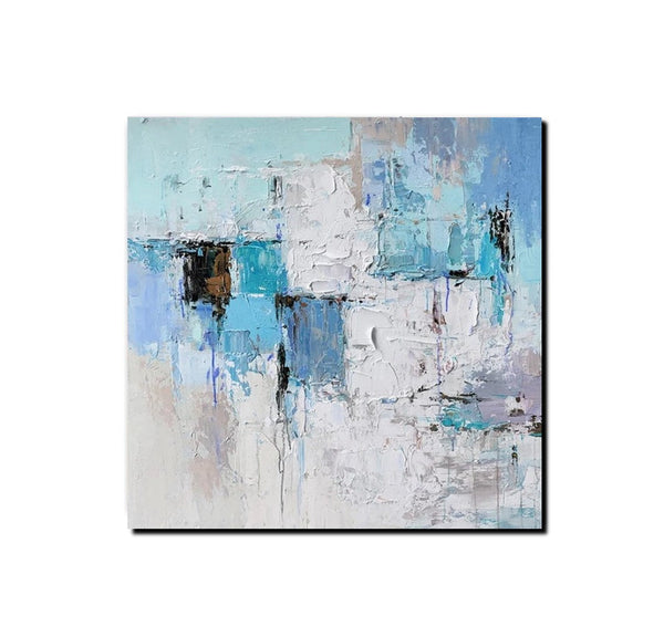 Simple Modern Paintings, Bedroom Abstract Paintings, Blue Abstract Contemporary Art, Acrylic Painting on Canvas, Hand Painted Canvas Art-Art Painting Canvas