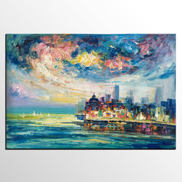 Original Landscape Paintings, Cityscape Painting, Custom Large Canvas Paintings, Modern Paintings on Canvas-Art Painting Canvas