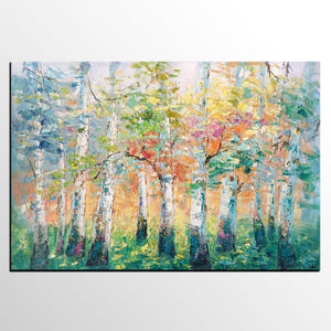 Landscape Canvas Painting, Spring Tree Painting, Landscape Painting for Bedroom, Impasto Paintings, Canvas Painting for Sale-Art Painting Canvas