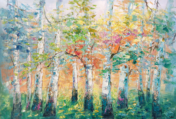 Landscape Canvas Painting, Spring Tree Painting, Landscape Painting for Bedroom, Impasto Paintings, Canvas Painting for Sale-Art Painting Canvas