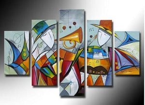 Extra Large Wall Art Paintings, 5 Piece Abstract Painting, Simple Canvas Painting, Music Paintings, Modern Acrylic Paintings-Art Painting Canvas