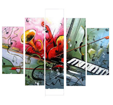 Violin Painting, Bedroom Abstract Painting, Electronic Organ Painting, 5 Piece Canvas Art-Art Painting Canvas