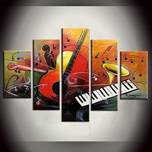 5 Piece Canvas Art Paintings, Violin Musical Instruction Painting, Abstract Canvas Painting, Electronic Organ Painting, Modern Paintings-Art Painting Canvas
