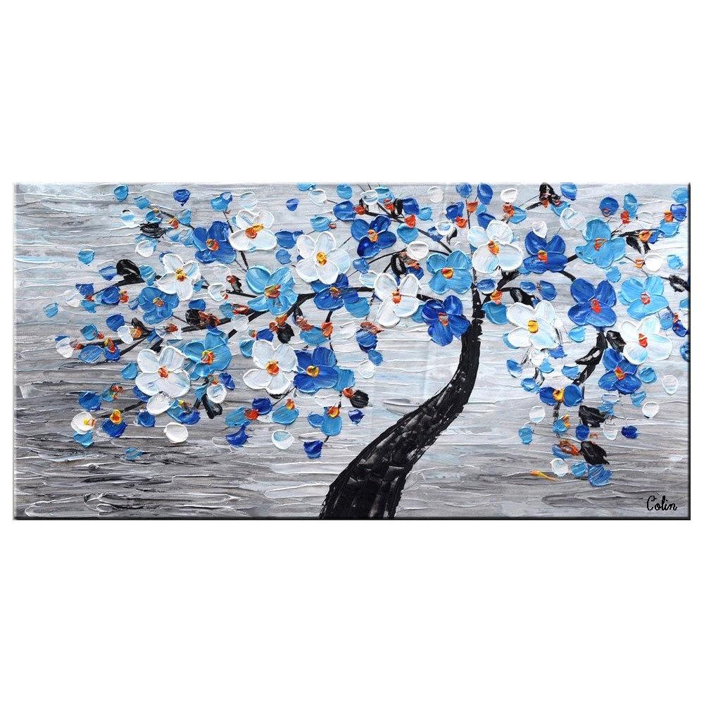 Flower Tree Painting, Canvas Art, Abstract Painting, Painting on Sale, Bedroom Wall Art, Art on Canvas, Modern Art-Art Painting Canvas