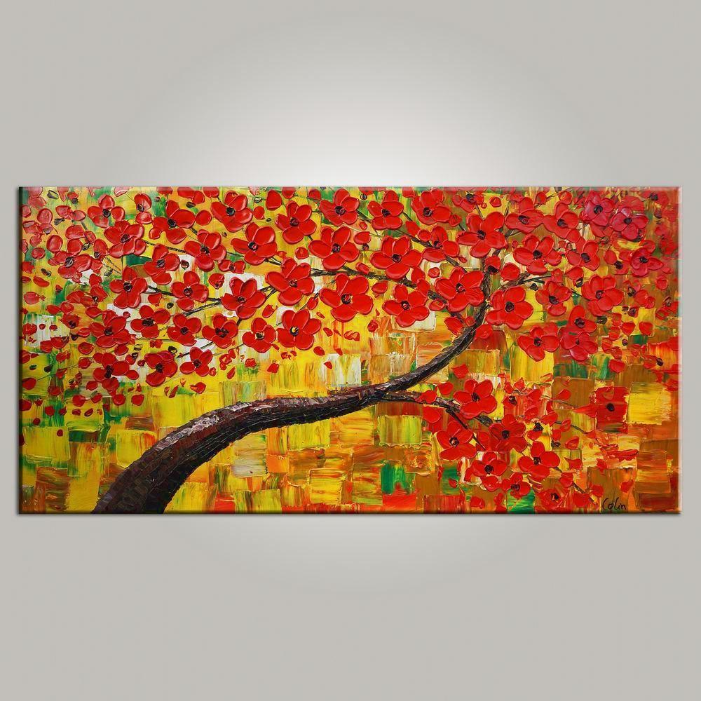 Heavy Texture Art, Flower Tree Art, Contemporary Wall Art, Modern Art, Art for Sale, Abstract Art Painting-Art Painting Canvas