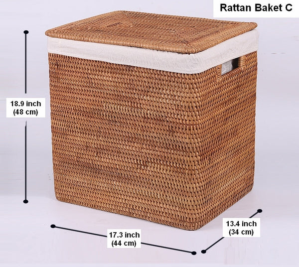 Rectangular Storage Baskets, Large Brown Rattan Storage Baskets, Storage Baskets for Bathroom, Storage Basket with Lid, Storage Baskets for Clothes-Art Painting Canvas