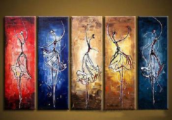 5 Piece Canvas Paintings, Ballet Dancer Painting, Dancing Girl Painting, Abstract Painting for Dining Room, Abstract Acrylic Painting on Canvas-Art Painting Canvas