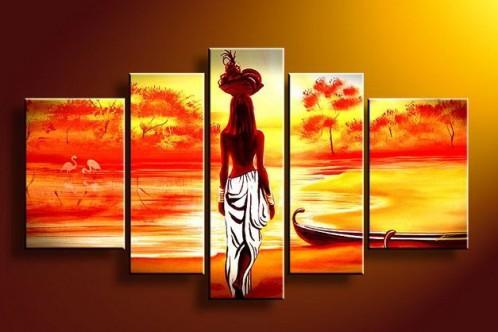 African Girl Painting, Sunset Painting, Extra Large Wall Art Paintings, African Woman Painting, African Acrylic Paintings, Buy Art Online-Art Painting Canvas