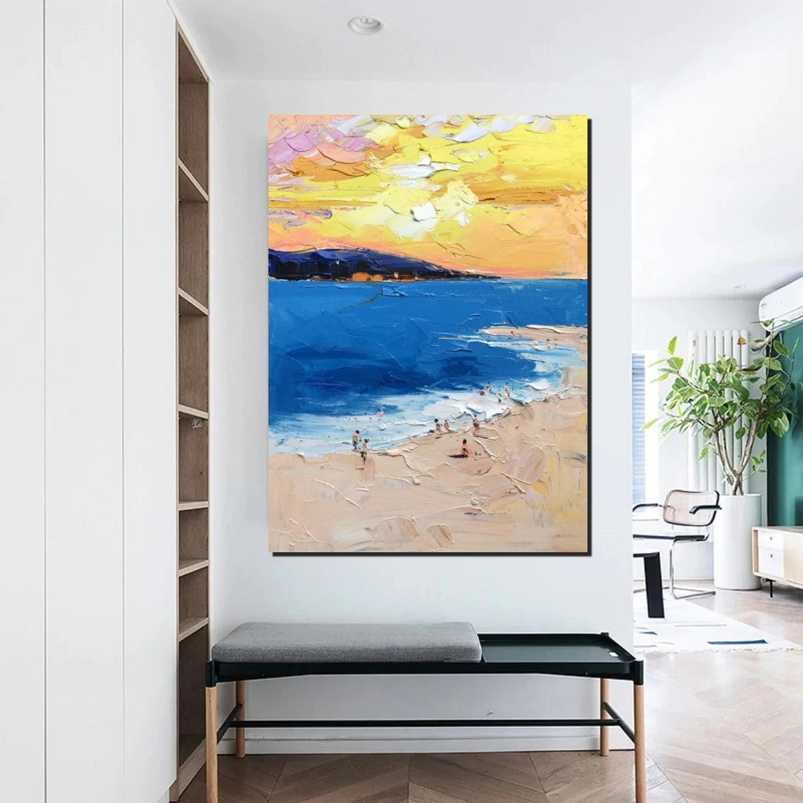 Large Wall Art Ideas for Bedroom, Landscape Canvas Painting, Heavy Texture Painting, Seashore Painting, Beach Painting, Large Paintings for Living Room-Art Painting Canvas