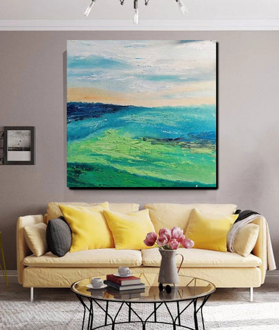 Landscape Acrylic Paintings, Abstract Landscape Painting, Modern Paintings for Living Room, Heavy Texture Painting, Large Painting Behind Sofa-Art Painting Canvas