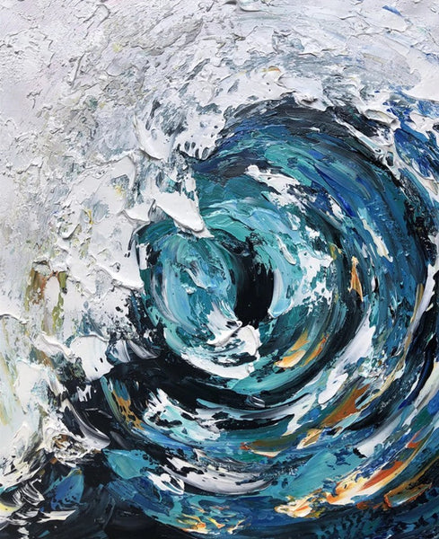 Big Wave Painting, Seascape Canvas Painting, Living Room Wall Art Painting, Landscape Canvas Paintings, Heavy Texture Canvas Art-Art Painting Canvas