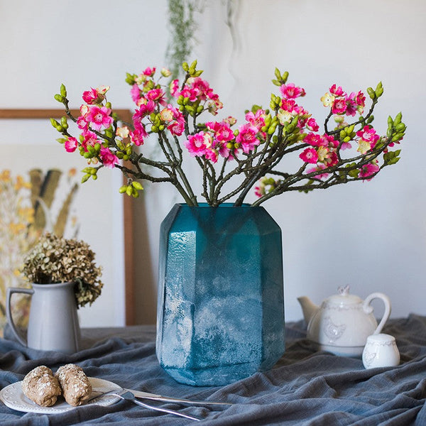 Creative Flower Arrangement Ideas for Home Decoration, Red Cherry Blossom, Sakura Flowers, Unique Artificial Flowers, Simple Artificial Floral for Dining Room-Art Painting Canvas