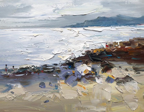 Landscape Paintings for Living Room, Landscape Canvas Paintings, Abstract Landscape Paintings, Seashore Beach paintings, Heavy Texture Canvas Art-Art Painting Canvas