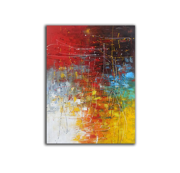 Contemporary Canvas Artwork, Large Modern Acrylic Painting, Red Abstract Wall Art Paintings, Modern Art for Dining Room, Hand Painted Wall Art Painting-Art Painting Canvas