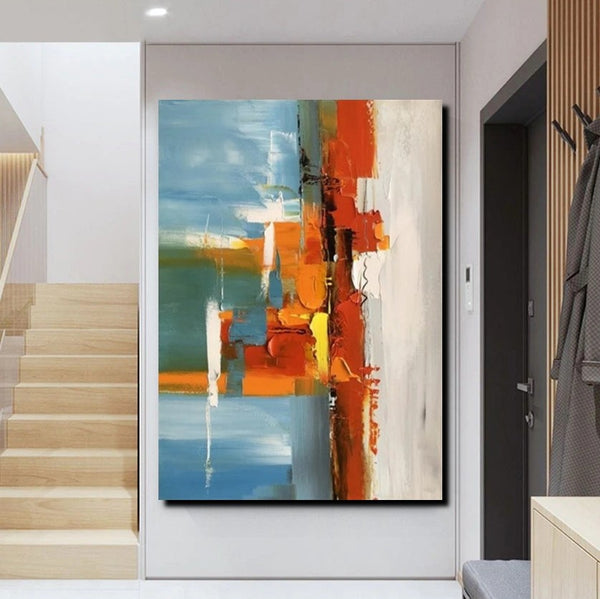 Abstract Paintings Behind Sofa, Heavy Texture Paintings for Living Room, Contemporary Modern Art, Buy Large Paintings Online-Art Painting Canvas