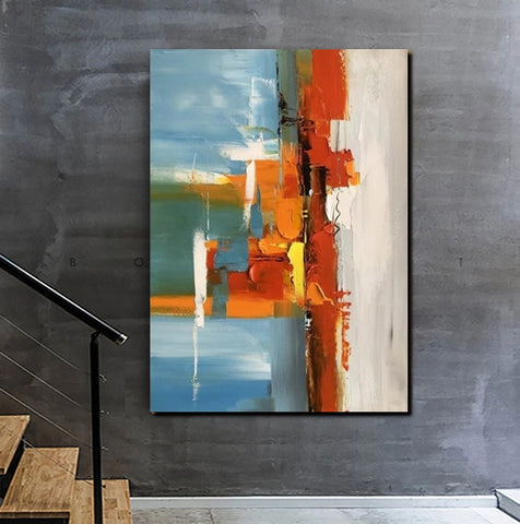 Abstract Paintings Behind Sofa, Heavy Texture Paintings for Living Room, Contemporary Modern Art, Buy Large Paintings Online-Art Painting Canvas