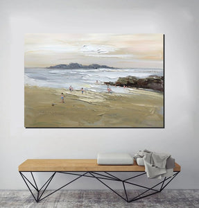 Acrylic Paintings on Canvas, Beach Seashore Paintings, Large Paintings for Bedroom, Landscape Painting for Living Room, Palette Knife Paintings-Art Painting Canvas
