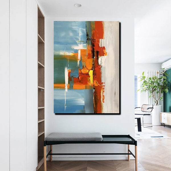 Abstract Paintings Behind Sofa, Heavy Texture Paintings for Living Room, Contemporary Modern Art, Buy Large Paintings Online-Art Painting Canvas