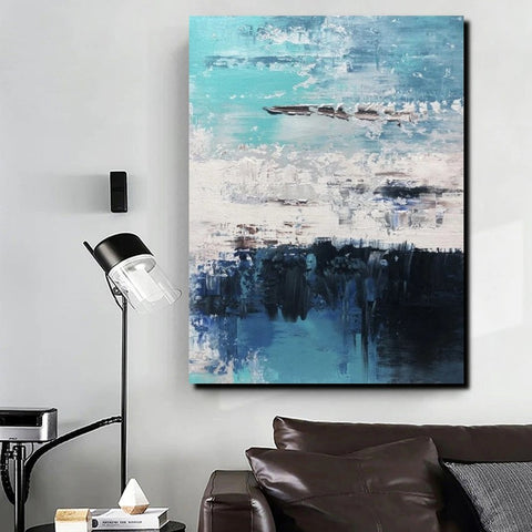 Blue Abstract Paintings, Acrylic Paintings for Bedroom, Contemporary Canvas Wall Art, Buy Large Paintings Online-Art Painting Canvas