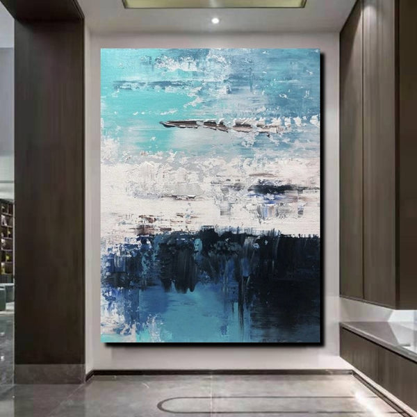 Blue Abstract Paintings, Acrylic Paintings for Bedroom, Contemporary Canvas Wall Art, Buy Large Paintings Online-Art Painting Canvas