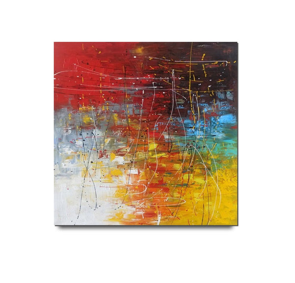 Contemporary Art Painting, Modern Paintings, Bedroom Acrylic Painting, Living Room Wall Painting, Large Red Canvas Painting, Simple Painting Ideas-Art Painting Canvas