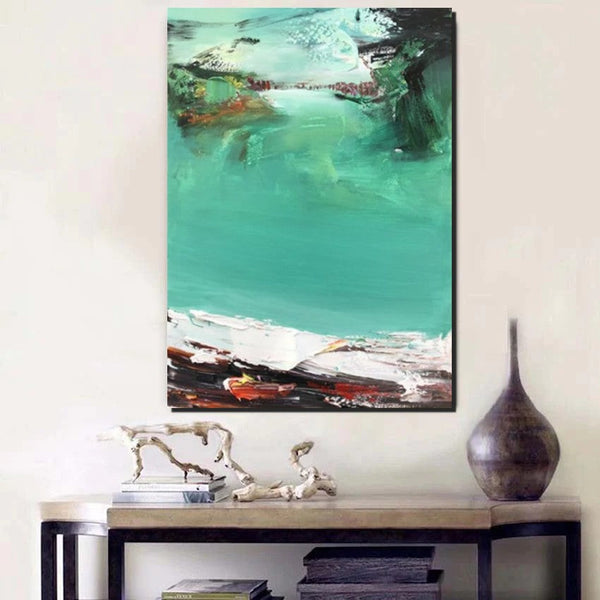Hand Painted Canvas Art, Simple Painting Ideas for Bedroom, Palette Knife Paintings, Green Modern Paintings for Living Room-Art Painting Canvas
