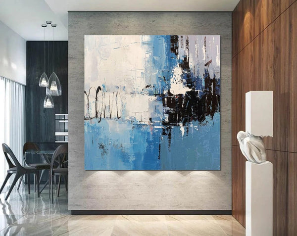 Simple Abstract Painting for Living Room, Modern Paintings for Dining Room, Blue Contemporary Modern Art Paintings, Hand Painted Art, Bedroom Wall Art Ideas-Art Painting Canvas