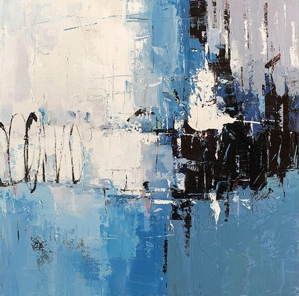 Simple Abstract Painting for Living Room, Modern Paintings for Dining Room, Blue Contemporary Modern Art Paintings, Hand Painted Art, Bedroom Wall Art Ideas-Art Painting Canvas