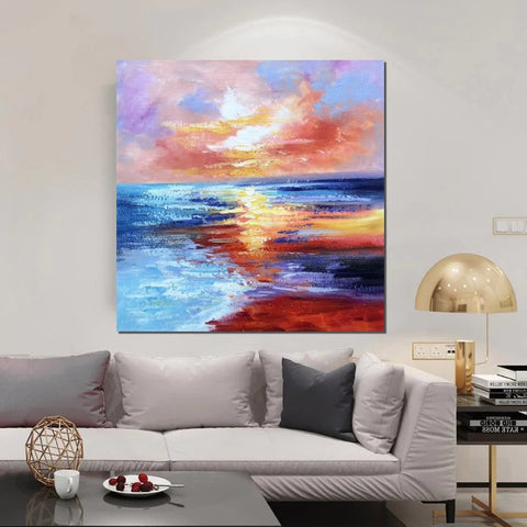 Sunset Painting, Acrylic Paintings for Living Room, Abstract Acrylic Painting, Abstract Landscape Paintings, Simple Painting Ideas for Bedroom, Large Abstract Canvas Paintings-Art Painting Canvas