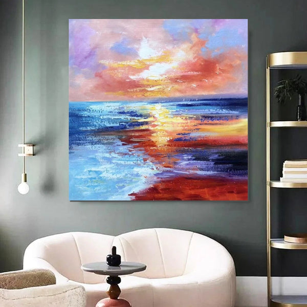 Sunset Painting, Acrylic Paintings for Living Room, Abstract Acrylic Painting, Abstract Landscape Paintings, Simple Painting Ideas for Bedroom, Large Abstract Canvas Paintings-Art Painting Canvas