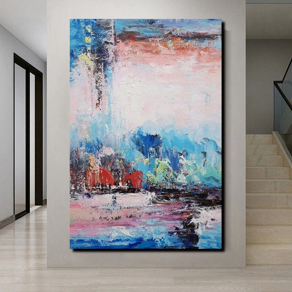 Modern Paintings Behind Sofa, Abstract Paintings for Living Room, Palette Knife Canvas Art, Impasto Wall Art, Buy Paintings Online-Art Painting Canvas