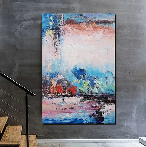Modern Paintings Behind Sofa, Abstract Paintings for Living Room, Palette Knife Canvas Art, Impasto Wall Art, Buy Paintings Online-Art Painting Canvas