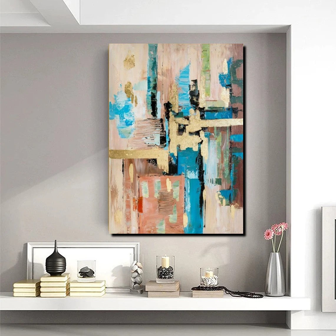 Abstract Paintings for Dining Room, Modern Paintings Behind Sofa, Palette Knife Canvas Art, Impasto Wall Art, Buy Paintings Online-Art Painting Canvas