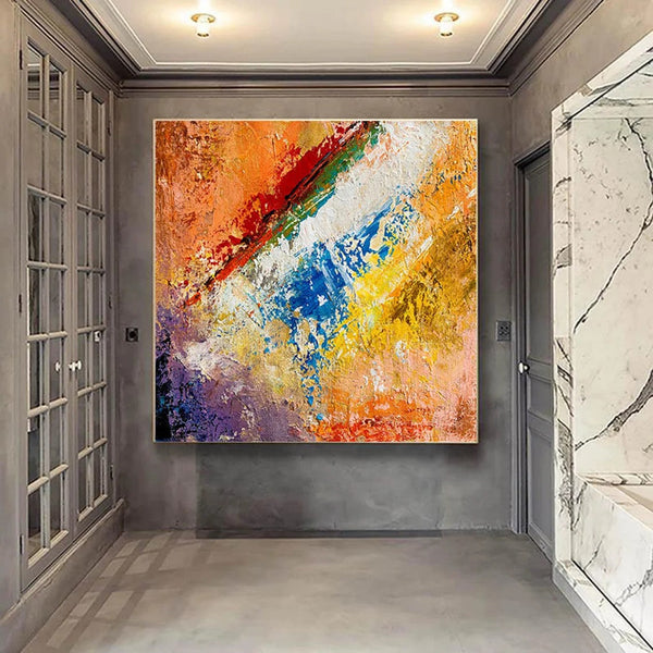 Hand Painted Acrylic Painting, Wall Art Painting for Living Room, Modern Contemporary Artwork, Acrylic Paintings for Dining Room-Art Painting Canvas