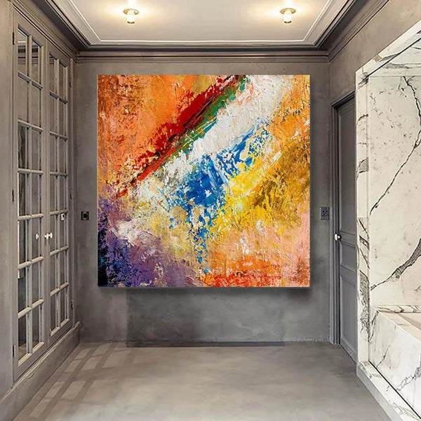 Hand Painted Acrylic Painting, Wall Art Painting for Living Room, Modern Contemporary Artwork, Acrylic Paintings for Dining Room-Art Painting Canvas