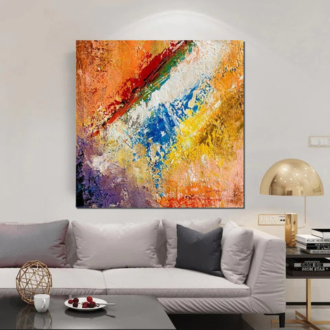 Hand Painted Acrylic Painting, Wall Art Painting for Living Room, Modern Contemporary Artwork, Acrylic Paintings for Dining Room-Art Painting Canvas