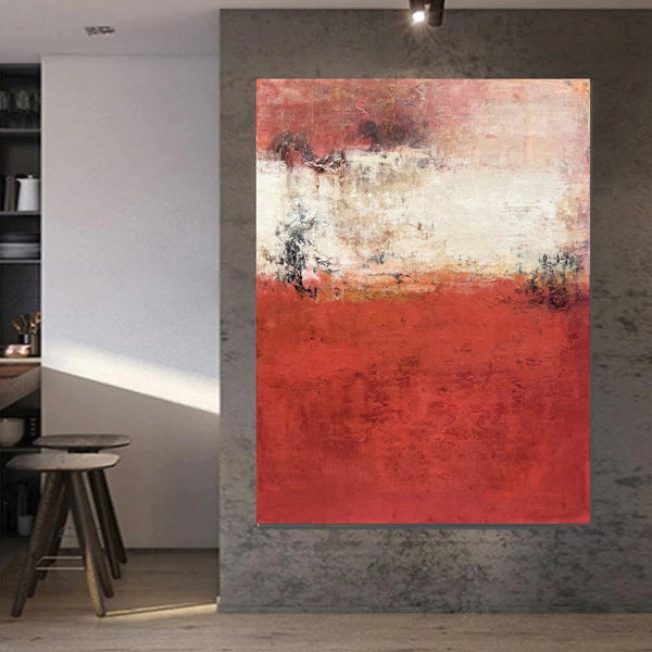 Canvas Painting for Living Room, Huge Contemporary Abstract Artwork, Red Abstract Painting Ideas for Interior Design, Modern Wall Art Painting-Art Painting Canvas