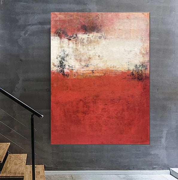 Canvas Painting for Living Room, Huge Contemporary Abstract Artwork, Red Abstract Painting Ideas for Interior Design, Modern Wall Art Painting-Art Painting Canvas