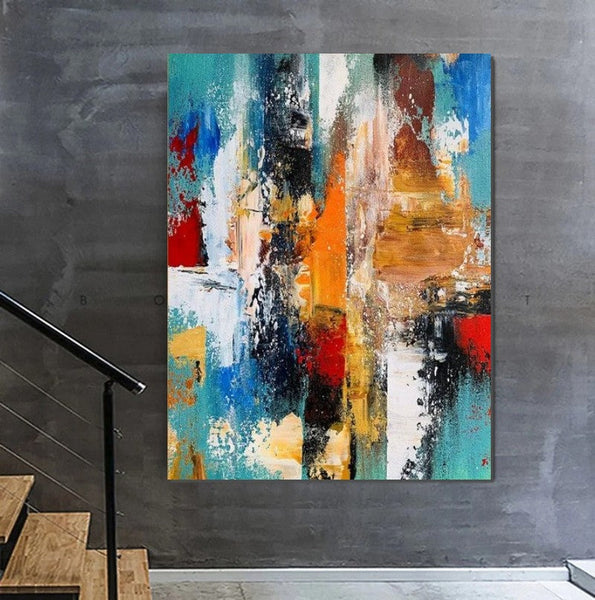 Colorful Abstract Acrylic Paintings for Living Room, Heavy Texture Canvas Art, Modern Contemporary Artwork, Buy Paintings Online-Art Painting Canvas