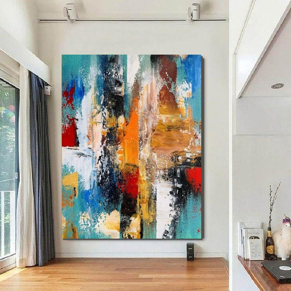 Colorful Abstract Acrylic Paintings for Living Room, Heavy Texture Canvas Art, Modern Contemporary Artwork, Buy Paintings Online-Art Painting Canvas