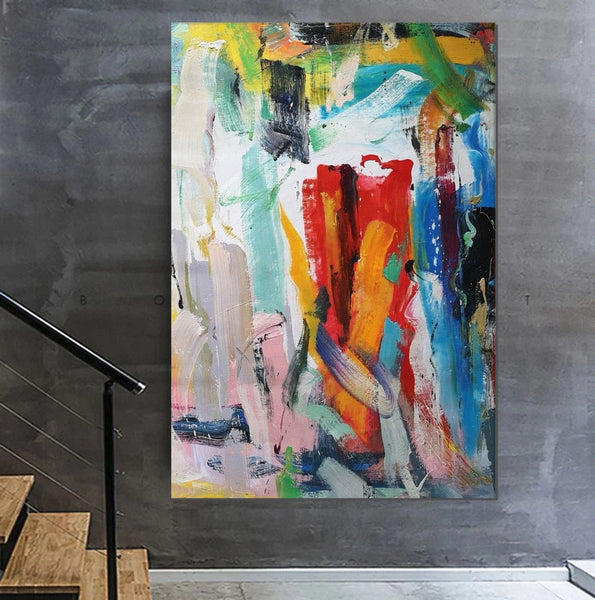 Modern Contemporary Artwork, Buy Paintings Online, Colorful Abstract Acrylic Paintings for Living Room, Heavy Texture Canvas Art, Impasto Wall Art Paintings-Art Painting Canvas