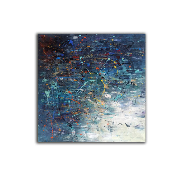 Modern Abstract Wall Art, Large Painting for Sale, Easy Painting Ideas for Living Room, Blue Acrylic Painting on Canvas, Huge Canvas Paintings-Art Painting Canvas