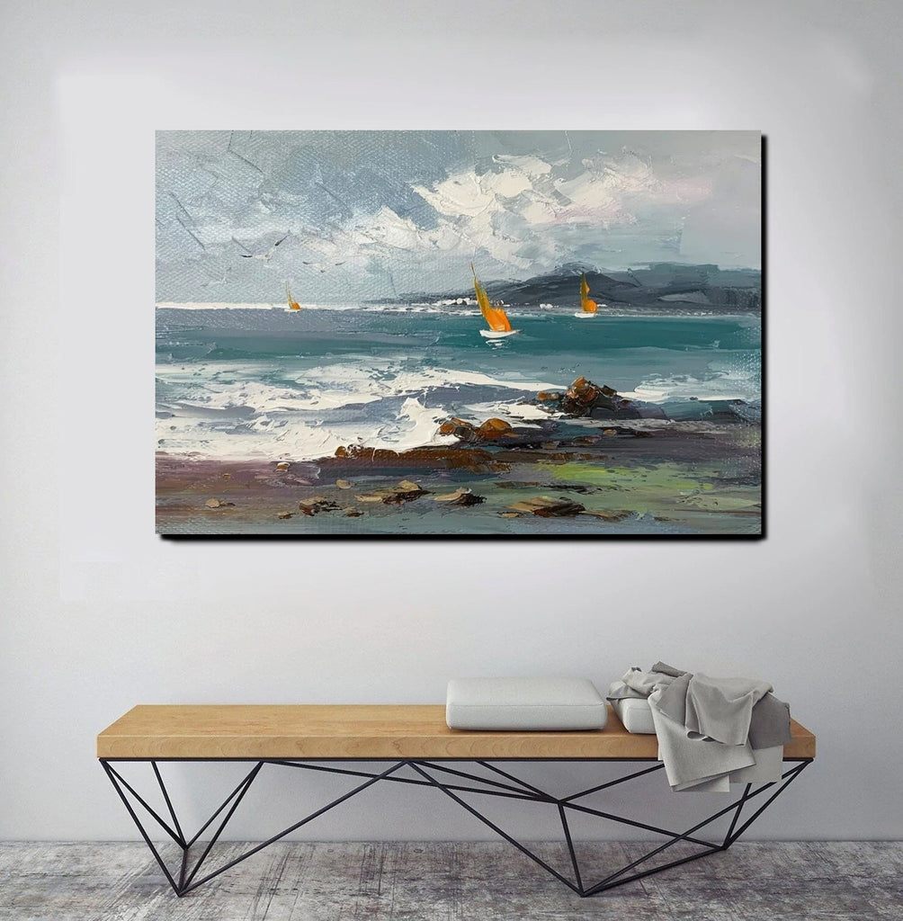 Large Paintings on Canvas, Canvas Paintings Behind Sofa, Landscape